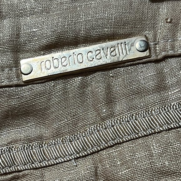 ❣️NWOT❣️  Roberto Cavalli Beige/Gold Linen Pants Vintage Made in Italy S… - Picture 11 of 16